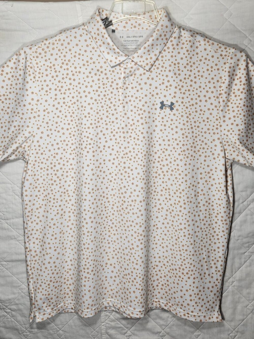 Under Armour 'The Playoff Polo' 3.0 Golf Polo Shirt White Size 2XL Floral